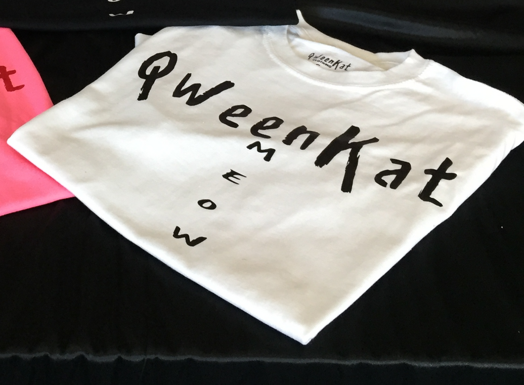 White QweenKat T Shirt w/ Black Logo