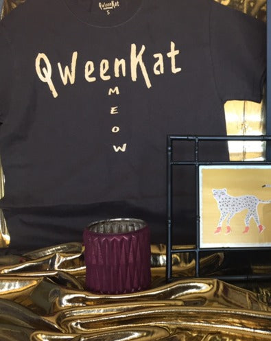 Brown QweenKat T Shirt w/ Tan Logo